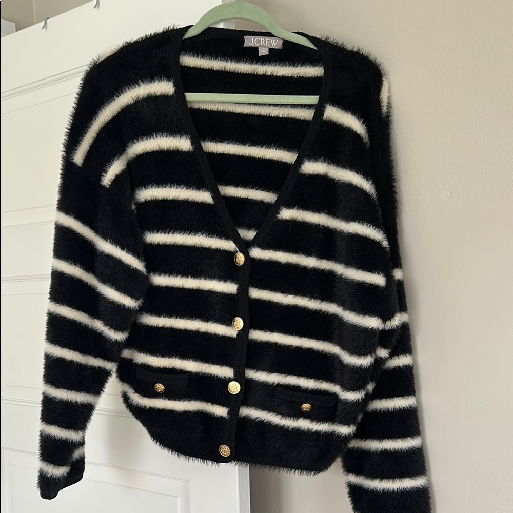 J. Crew Black and White Striped Women's Sweater